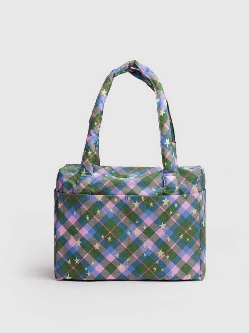 Baggu Small Cloud Carry-On Green Star Plaid